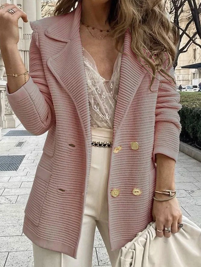 Veste Femme Chic à Fermeture Double | Coton Structuré et Col Tailleur