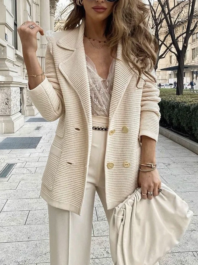 Veste Femme Chic à Fermeture Double | Coton Structuré et Col Tailleur