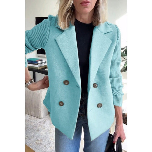Manteau Femme Classique Élégant en Laine - Coupe Affinée avec Manches Côtelées - Foivo