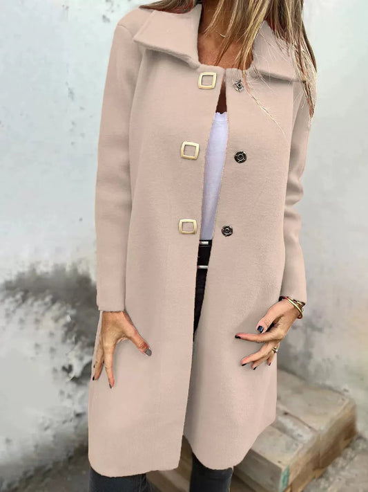 Manteau Femme Hiver Élégant Mi-Long à Fermeture Simple - Foivo