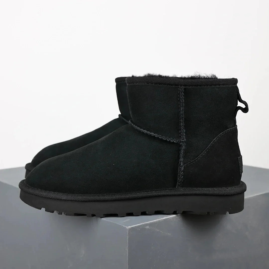 Bottines Plates Femmes Hiver Fourrure Noir