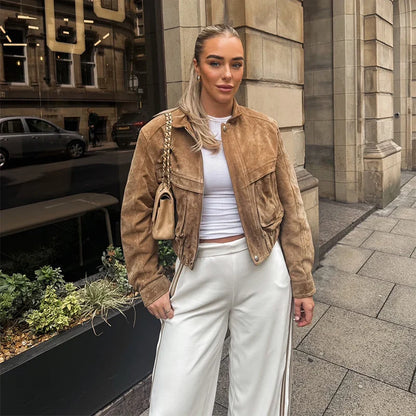 Vestiaire Femme Cuir Véritable Court Manteau Détente pour Printemps