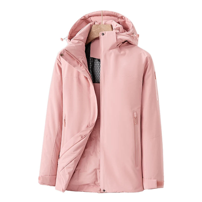Manteau Hivernal Femme Élégant - Parka Imperméable et Vent-Proof avec Capuche Amovible