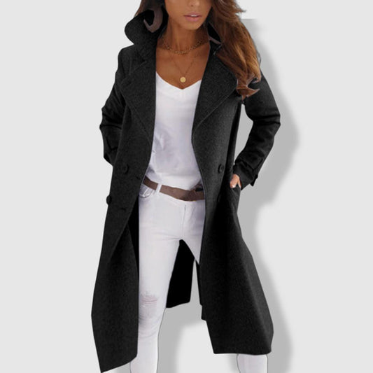 Manteau Femme Élégant en Tweed | Classique à Doublure et Col Montant - Foivo