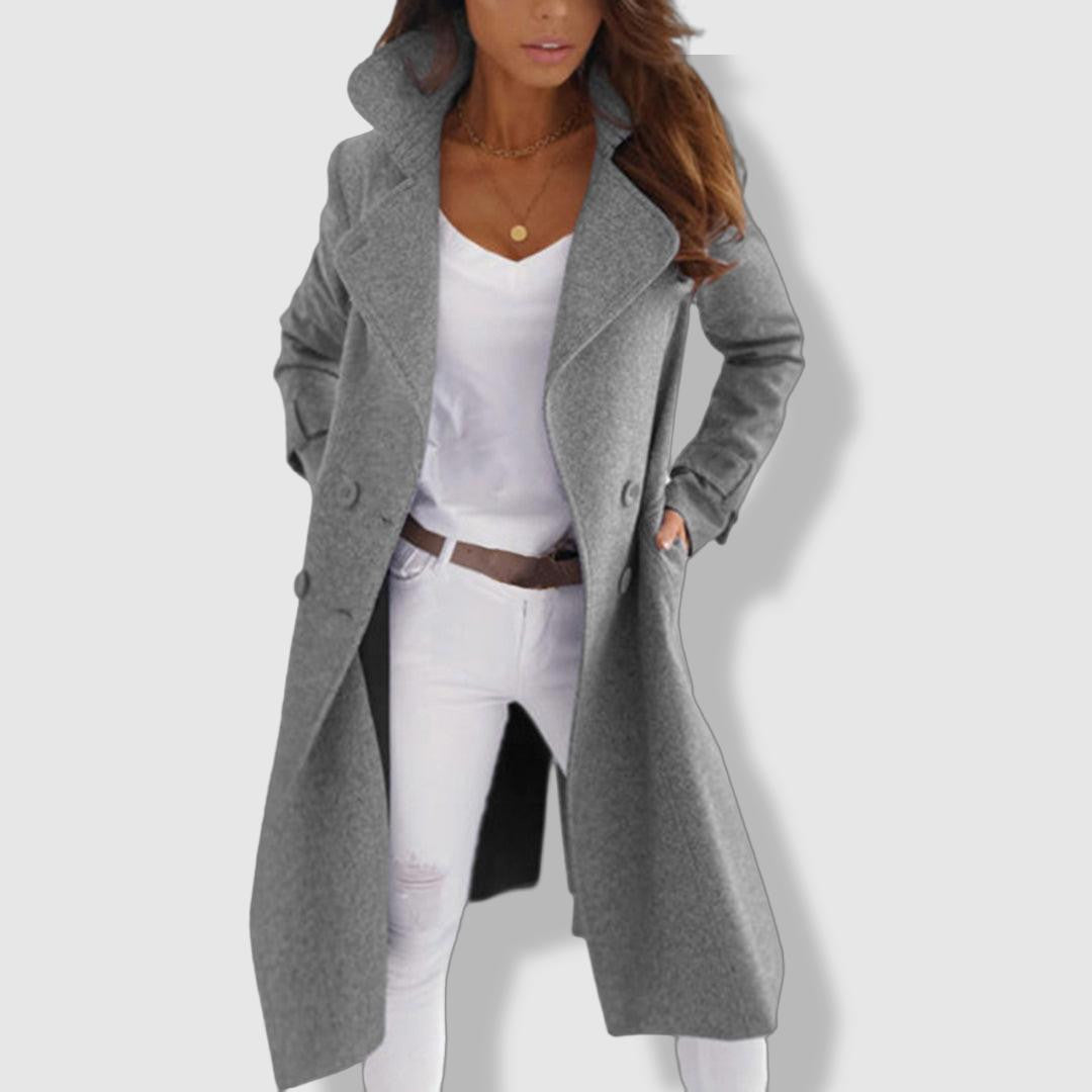 Manteau Femme Élégant en Tweed | Classique à Doublure et Col Montant
