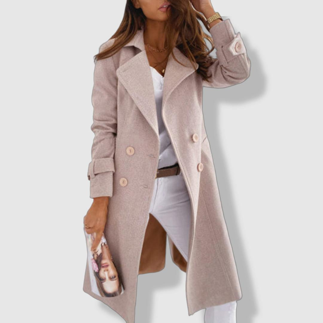 Manteau Femme Élégant en Tweed | Classique à Doublure et Col Montant