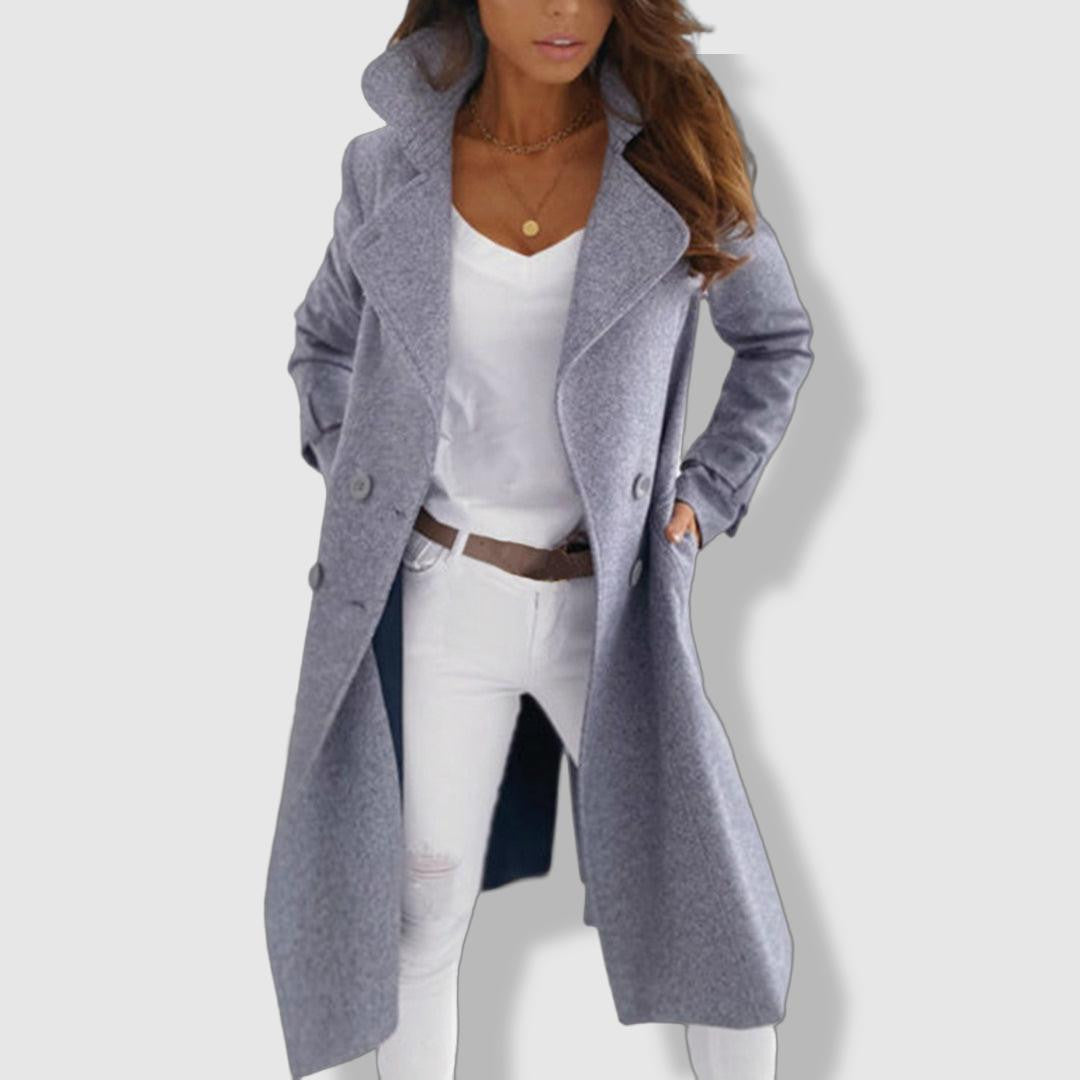 Manteau Femme Élégant en Tweed | Classique à Doublure et Col Montant