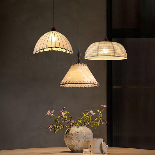 Lampe suspendue en bois et lin, élégante et chaleureuse - Foivo