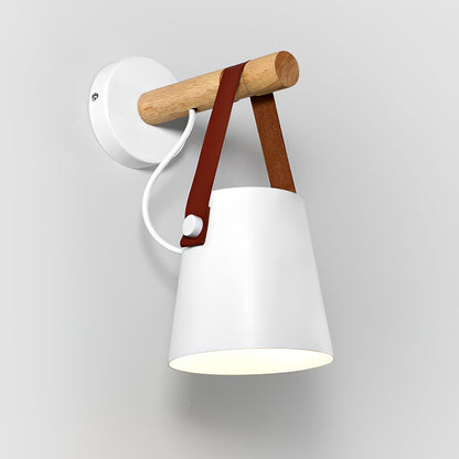 Lampe Murale Design Nordique en Bois et Cuir – Éclairage LED Moderne