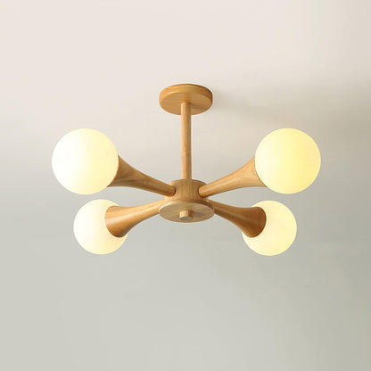 Lampe en Bois et Verre - Élégante avec LED pour Appartement