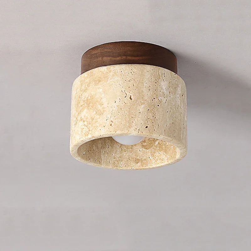 Lampe Plafond Design Élégant Crème et Bois