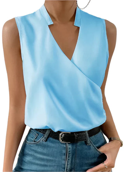 Blouse Femme Élégante Sans Manches Col en V
