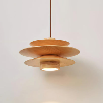 Lampe Suspension Bois avec Éclairage Chaleureux