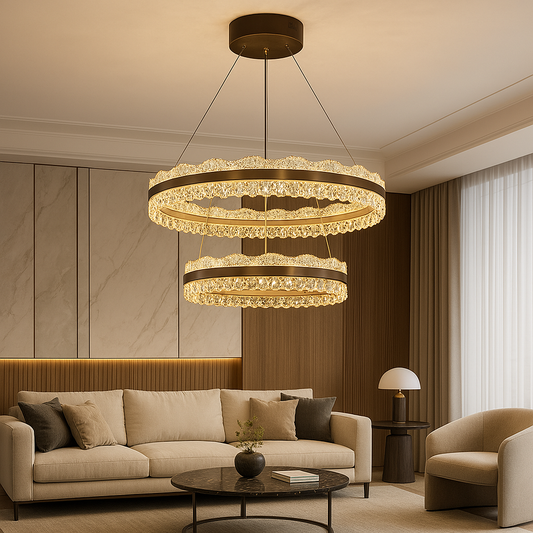 Lustre Cristal Élégant 2 Étages - Foivo