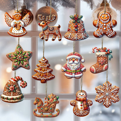 Décoration Noël en Bois Artisanal 12 Pièces