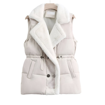 Gilet Douillet en Duvet de Luxe au Col en Fourrure Synthétique