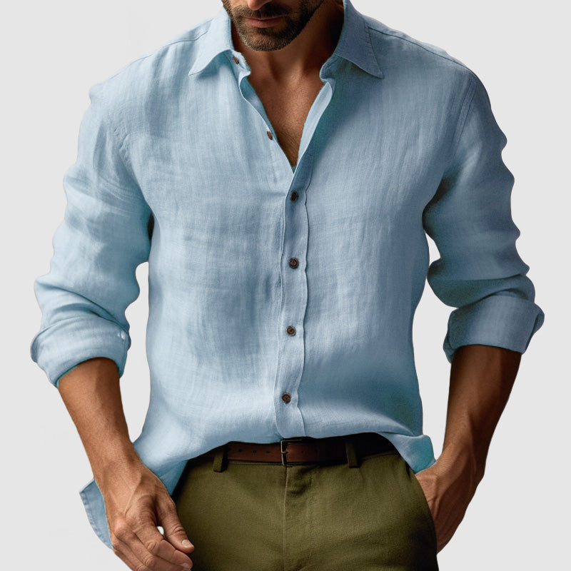 Chemise Lin Élégante à Manches Courtes