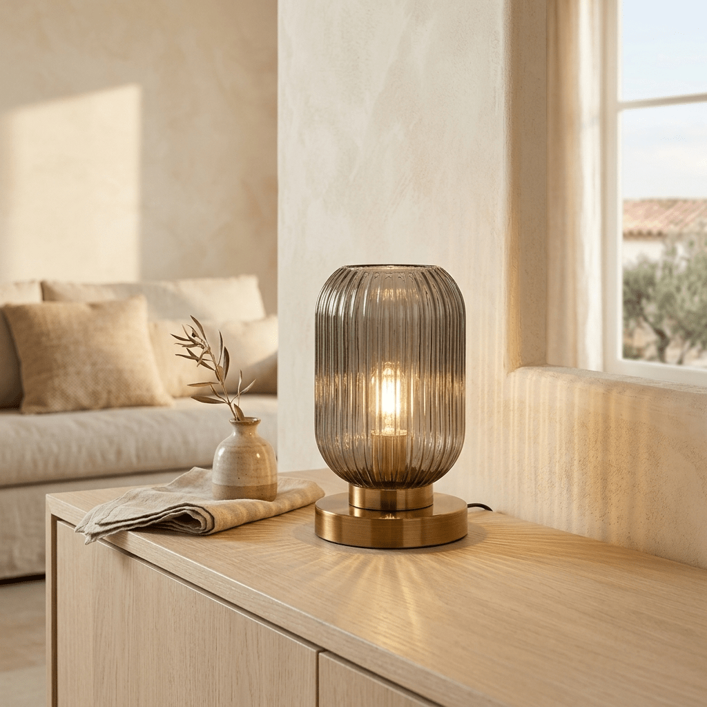 Lampe de table Verre nervuré Design moderne