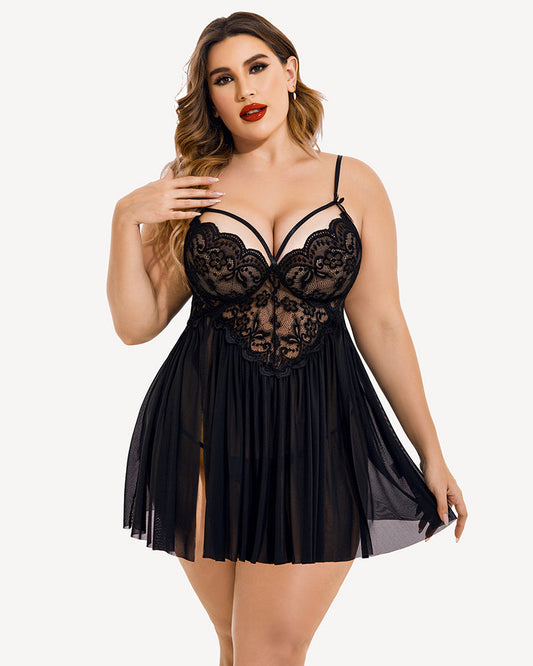 Négligé Élégant Grande Taille Dentelle - BlxckFR