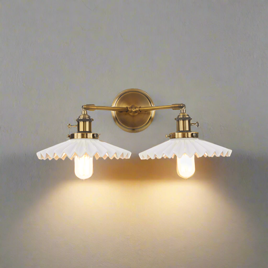 Lampe Murale Céramique - Éclairage Double Chic en Or Vintage - Foivo