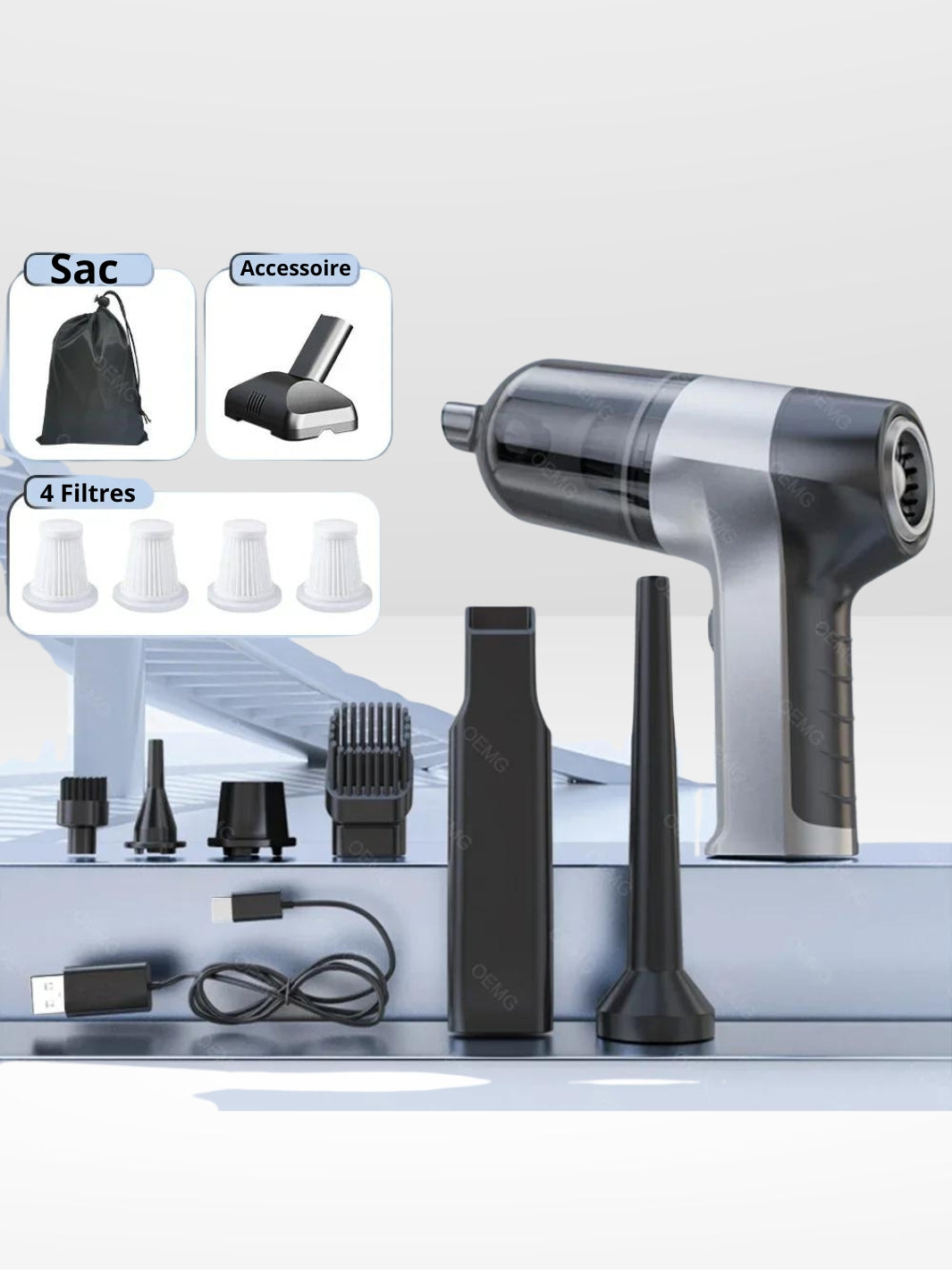 Aspirateur Portable Élégant pour Intérieur de Voiture