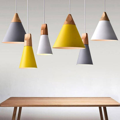 Lampe Suspendue Industrielle en Bois et Acier avec Régulateur de Hauteur - Foivo