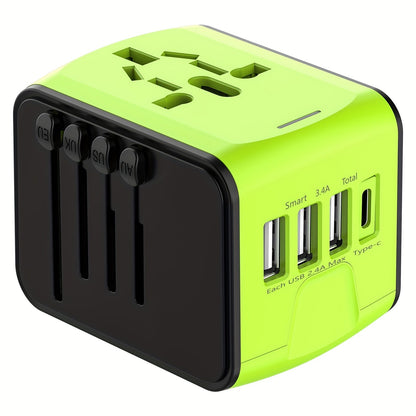 Chargeur de Voyage Multifonction 4 Ports, Prise USB et Type-C Rapide