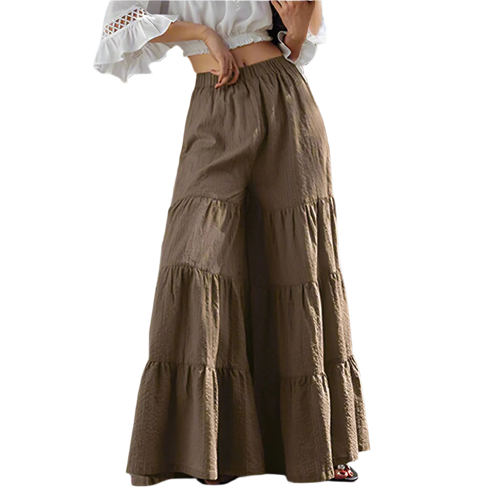 Pantalon Boho Élégant à Volants Femmes