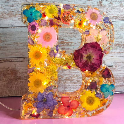 Lampe Résine Élégante aux Fleurs Séchées