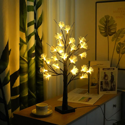 Lampe de Table Décorative Fleurée en Fibre Optique Blanche