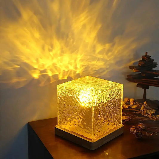 Lampe de Table Verre Cube Lumière Douce - BlxckFR