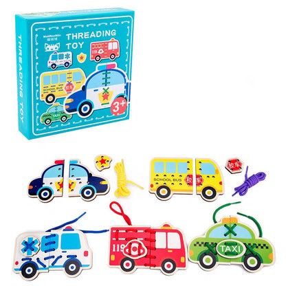 Jeux Éducatifs Montessori - Cartes à Coudre en Bois - BlxckFR
