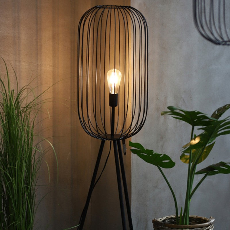 Lampe sur Pied Élégante à Barreaux avec Motif Rayé - Foivo