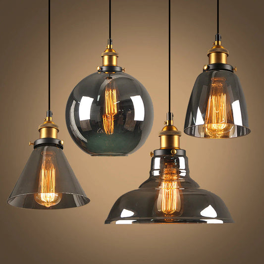 Lampe Suspendue Rétro en Verre et Métal, Style Industriel Chic - Foivo