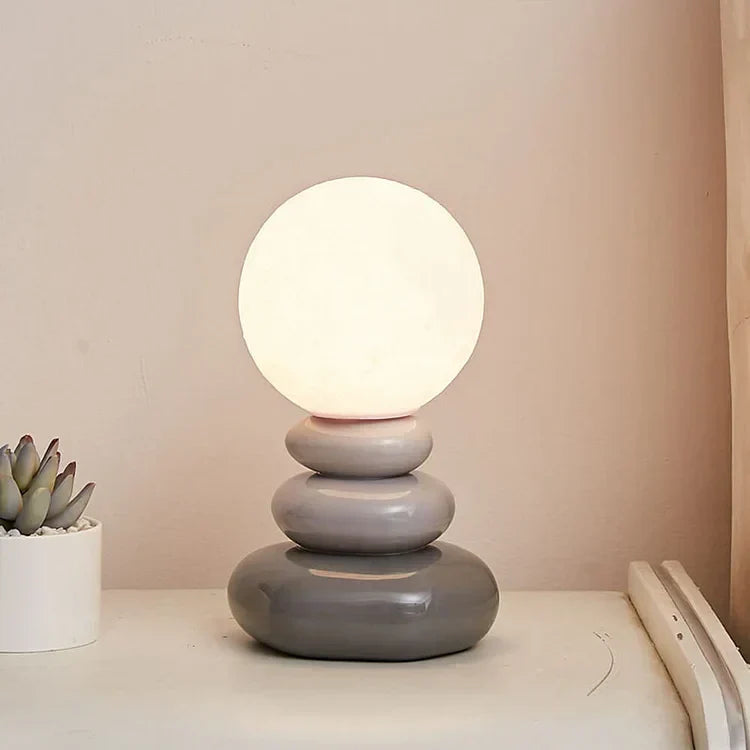 Lampe de bureau en pierre ronde originale