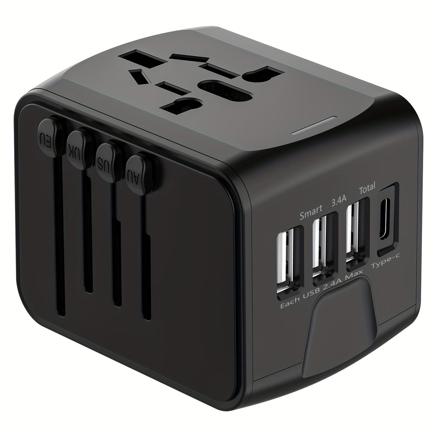 Chargeur de Voyage Multifonction 4 Ports, Prise USB et Type-C Rapide