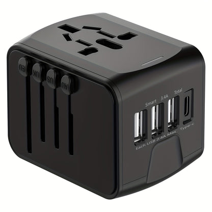 Chargeur de Voyage Multifonction 4 Ports, Prise USB et Type-C Rapide