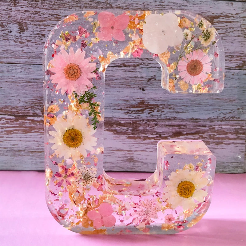 Lampe Résine Élégante aux Fleurs Séchées
