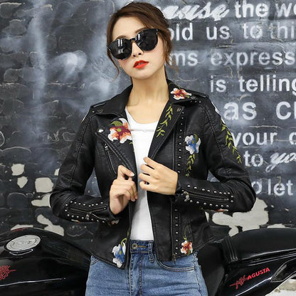 Veste à clous femme fleuri élégant