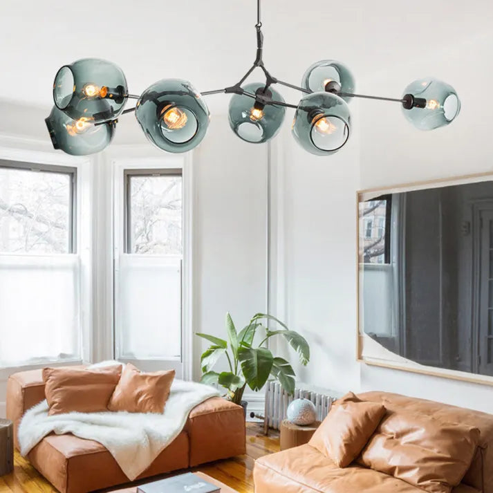 Luminaire Sputnik Élégant - Lustre Design en Verre et Acier
