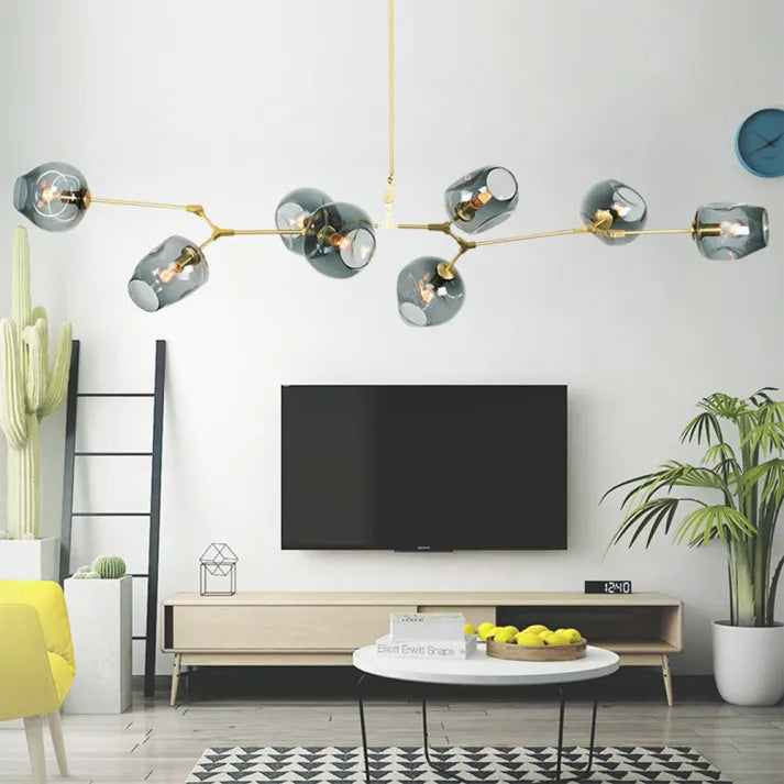 Luminaire Sputnik Élégant - Lustre Design en Verre et Acier