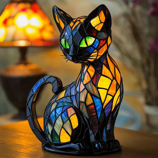 Lampe de Table Chat en Verre Coloré - BlxckFR