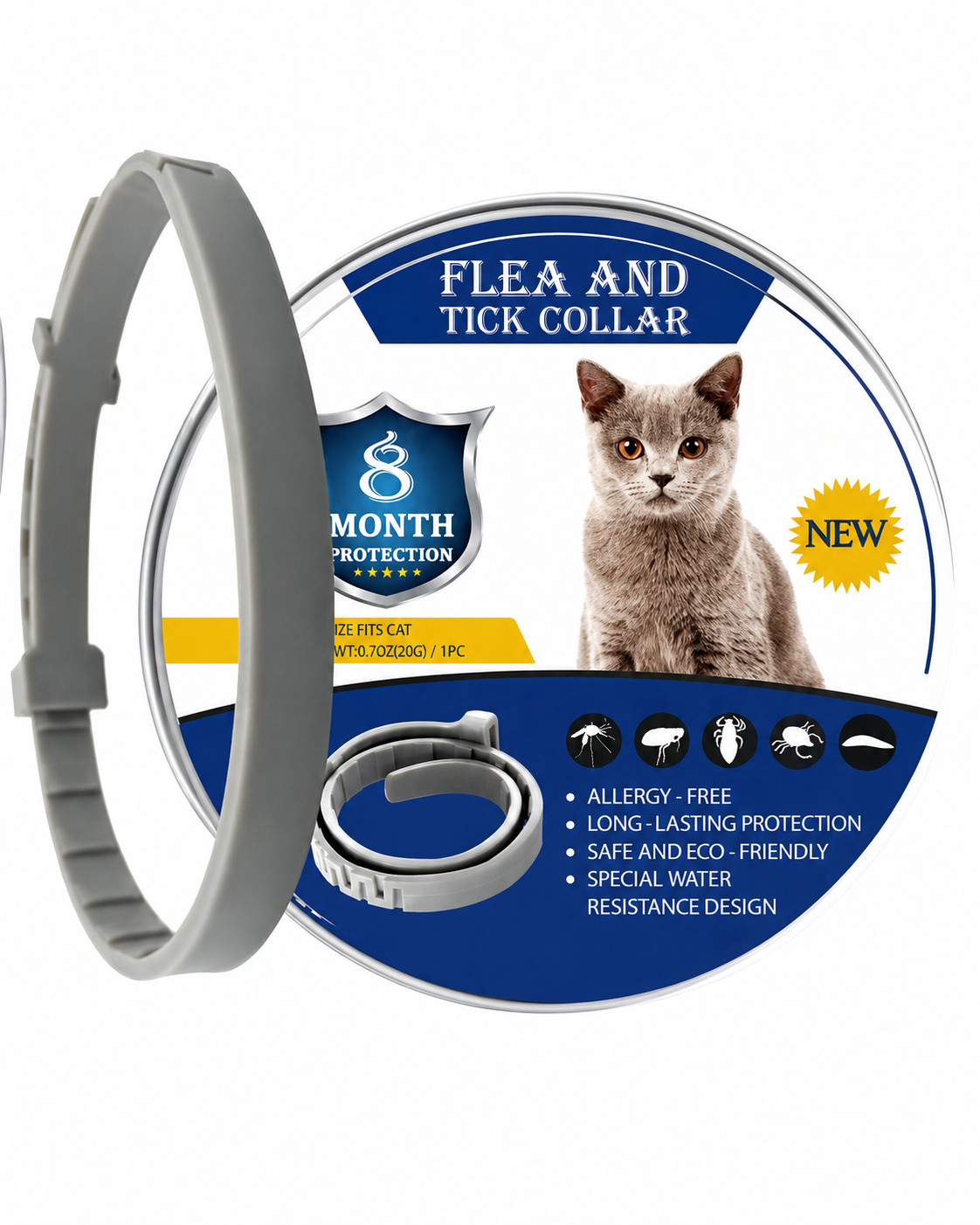 Collier Anti-puces et Anti-tiques Unisexe pour Chiens et Chats