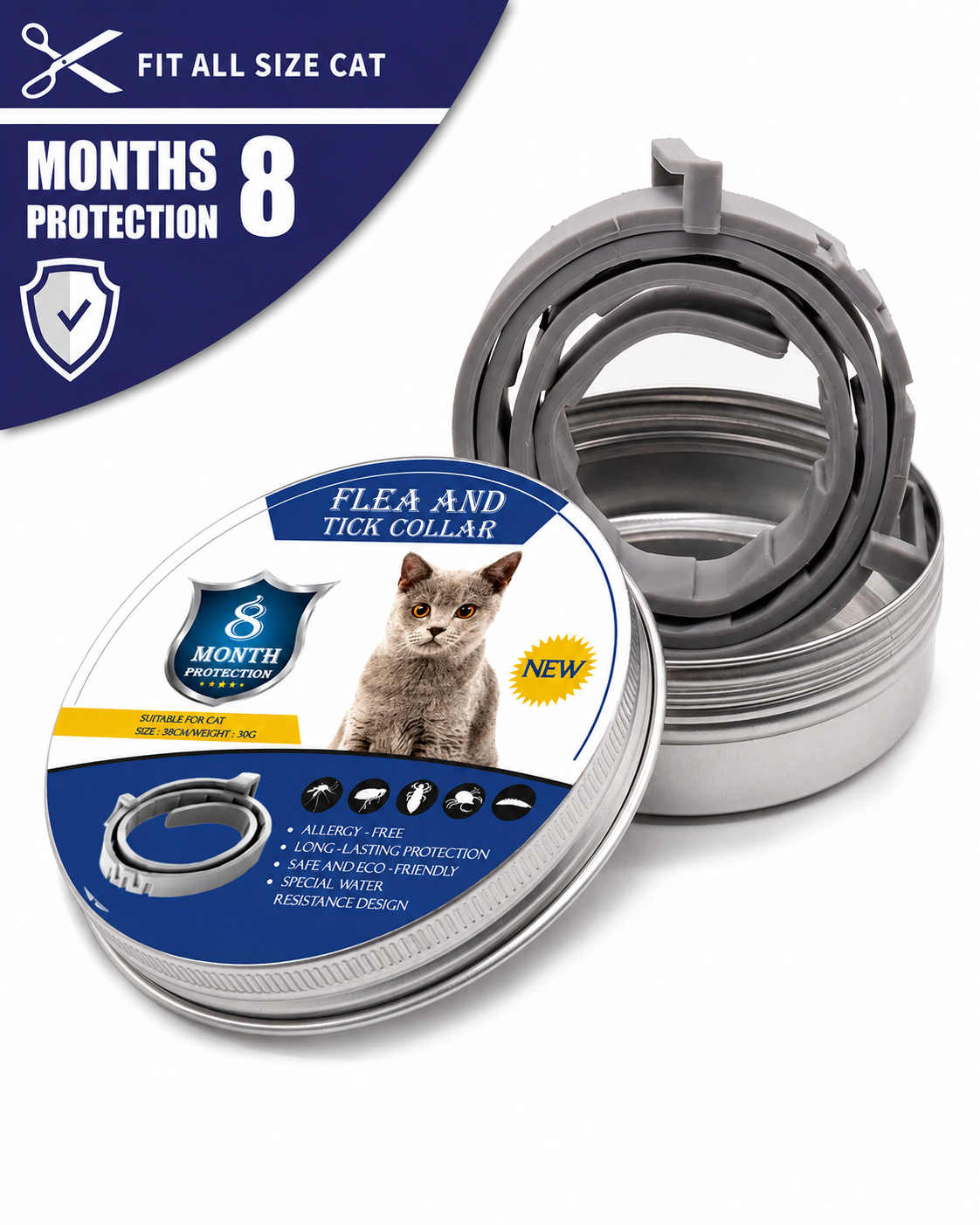 Collier Anti-puces et Anti-tiques Unisexe pour Chiens et Chats