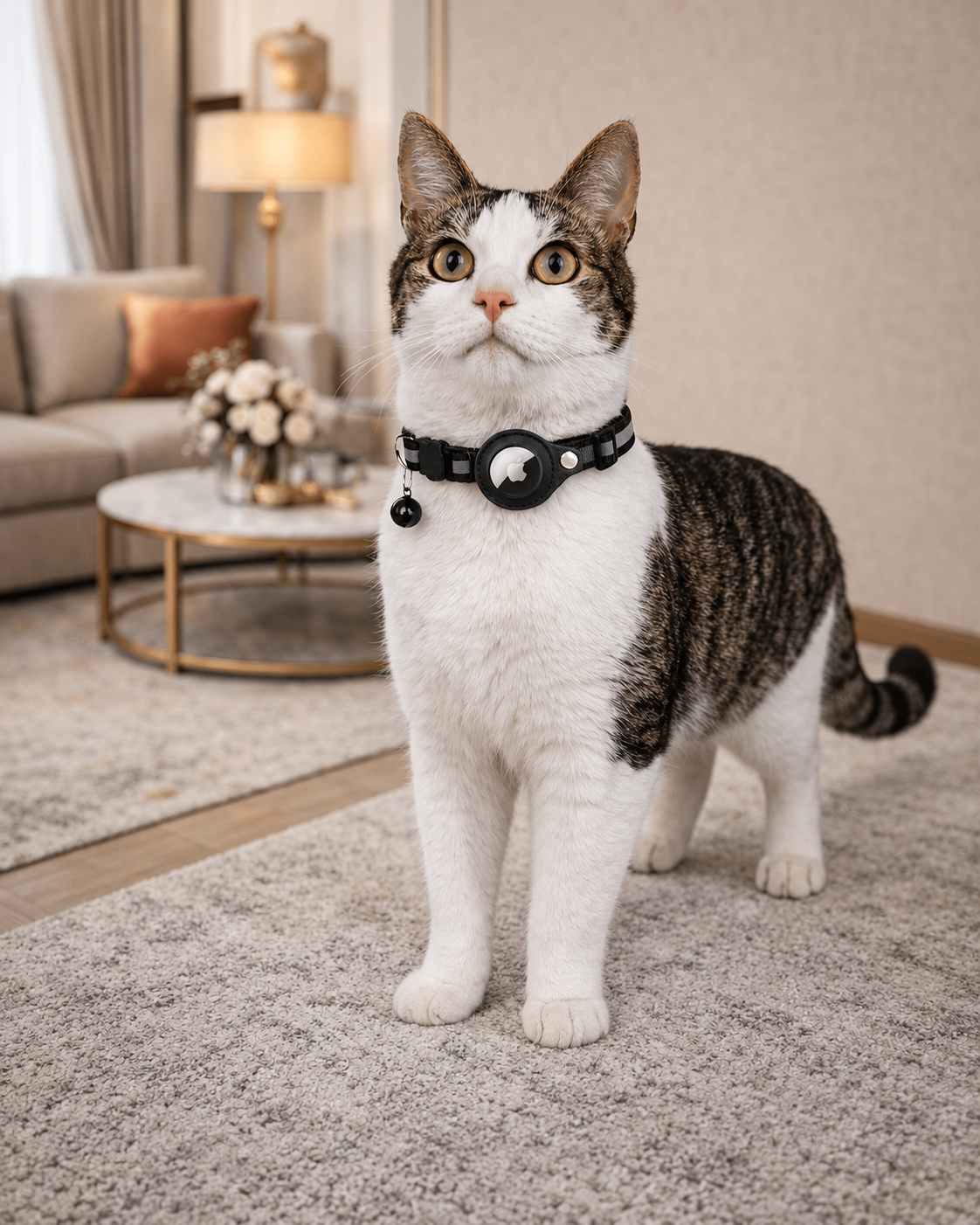 Collier GPS Chat Design Réfléchissant Ajustable