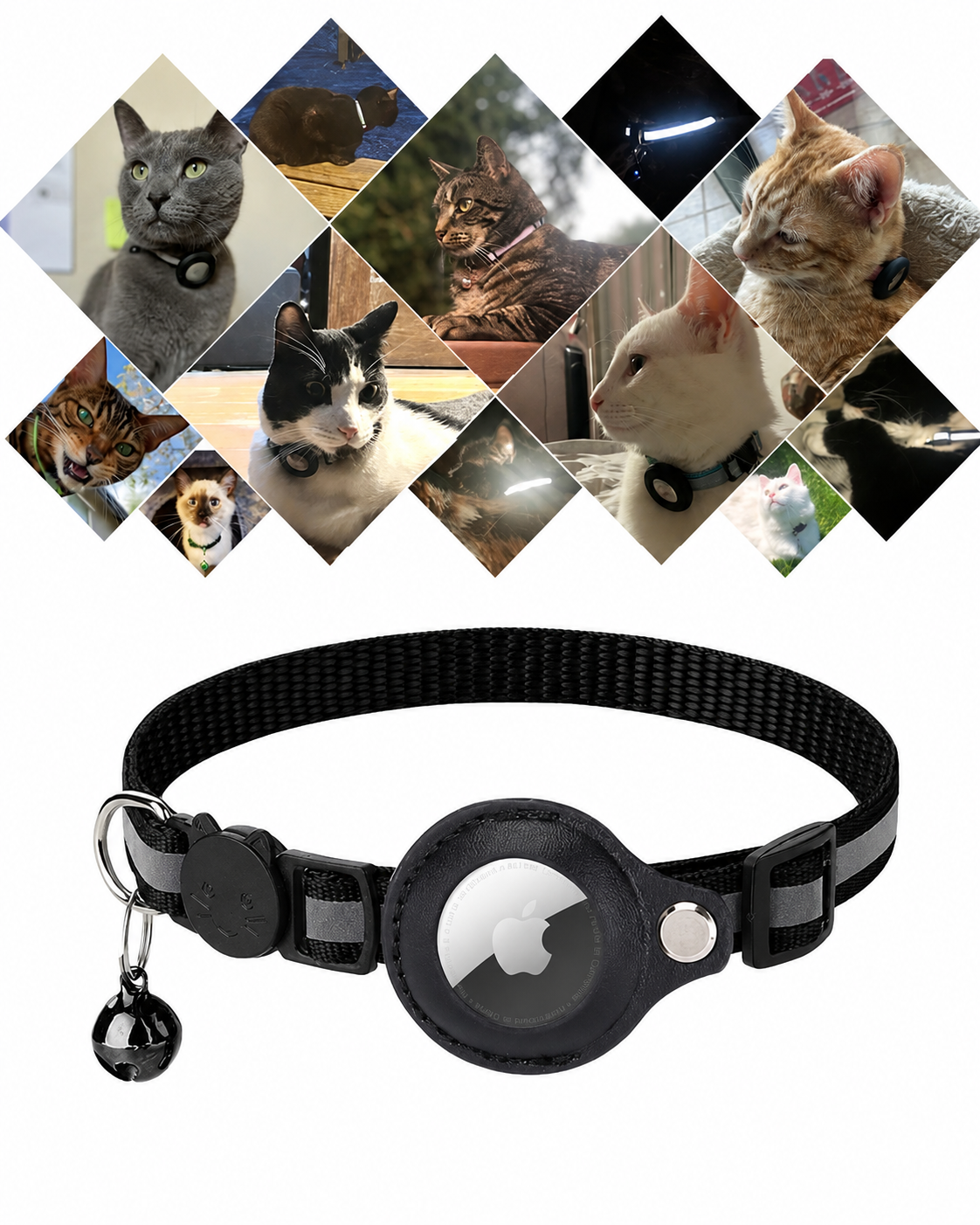 Collier GPS Chat Design Réfléchissant Ajustable