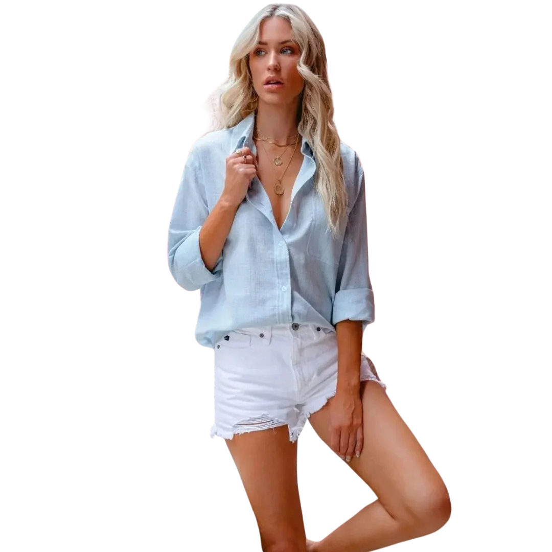 Chemise Femme Lin Décontractée Coupe Relaxée - Foivo