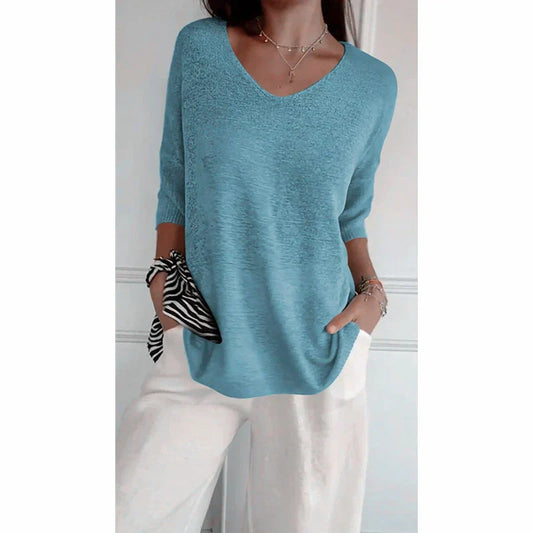 Veste pull élégante col en V simple et chic - BlxckFR