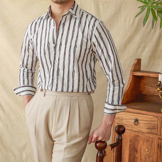 Clarence | Timeless Narrow Stripe Linen Blend Shirt - Foivo