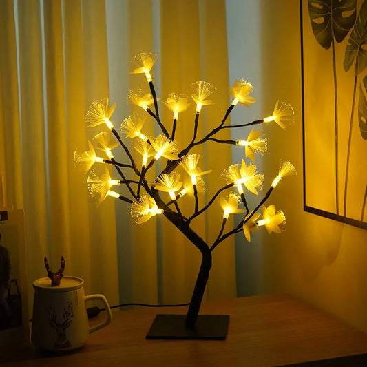 Lampe de Table Décorative Fleurée en Fibre Optique Blanche - Foivo